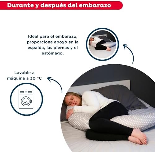 - Almofada de maternidade e amamentação 100% algodão - Lavável - Almofada de amamentação - Almofada de gravidez - Suporte para as costas, ancas e pernas da mãe