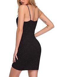 HiLady vestido de fiesta para mujer, con encaje floral, con tirantes de espagueti, cuello en V, espalda abierta, con mini vestido