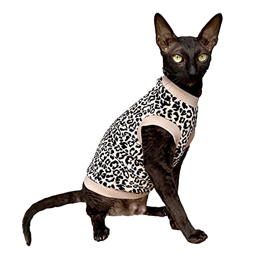 Kotomoda Cat's T-shirt White Leopard Organic velour for Sphynx and naked cats (XL)