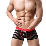 Binmer(TM)Men Stripe Underwear Boxer Briefs Shorts Bulge Pouch Soft Underpants (M, Black)