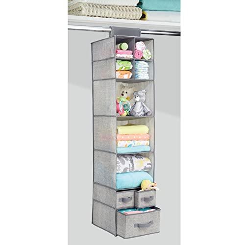 mDesign Fabric Over Closet Rod Hanging Storage Organizer with 7 Open