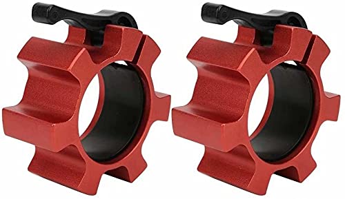 Metal Olympic Barbell Clamps 2inch Heavy Duty Exercise Collars,Weight Clips for 2" Barbell,Quick Release Weight Clamps for Weightlifting, Olympic Lifts Strength Fitness Training 1 Pair-Red