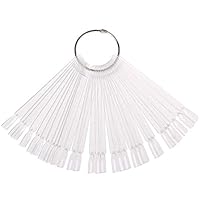 JASSINS 50 Pcs False Nail Sticks Polish Board Nail Polish Practice Display Art Tips with Metal Split Ring (Transparent)
