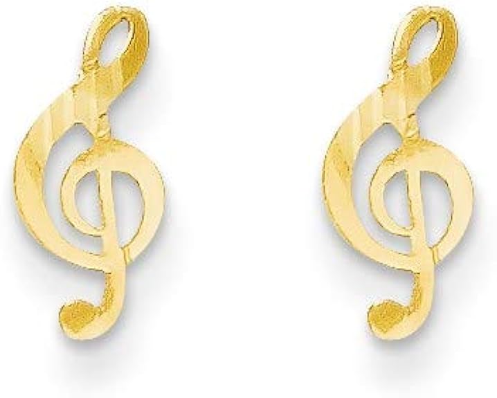 14k Yellow Gold Musical Note Post Stud Earrings Music Fine Jewellery
