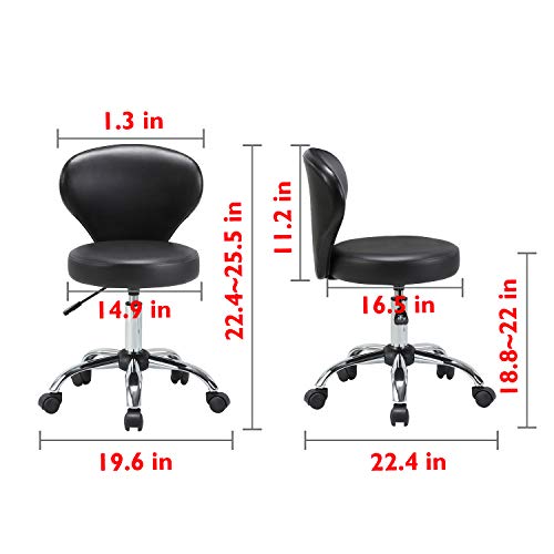 KLASIKA Rolling Swivel Salon Stool Chair with Back Support Adjustable Hydraulic for Office Massage Facial Spa Medical Drafting Tattoo Beauty Barber 4 Pack