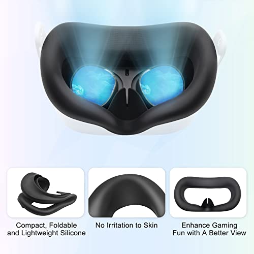 8VR Silicone Face Cover Compatible with Meta/Oculus Quest 2, Sweatproof Washable Face Pad Light Blocking Quest 2 Accessories (Black)