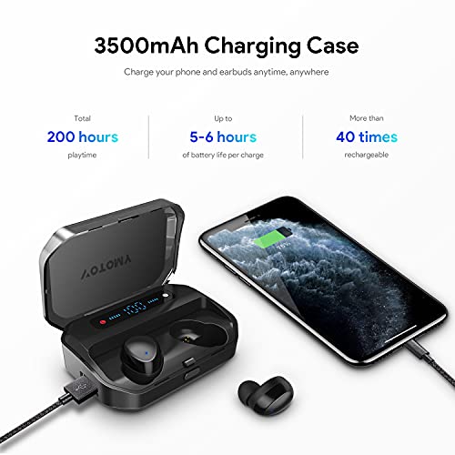 Bluetooth Wireless Earbuds, Votomy Bluetooth Earphones In Ear with Noise Cancellation & Deep Bass, 200H Playtime, LED Display, Touch Control, IPX7 Waterproof, TWS Stereo Earphones w/Built-in Mic