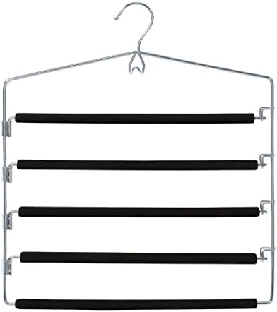 Closet Spice - 2 Pack - Strong & Durable Anti-Rust Chrome 5 Tier Pant Hangers, Non Slip, Black Foam Padded, Slim & Space Saving, Multi Swing Design for Easy-Slide Pant, Jeans, Slacks, Towels, Sheets