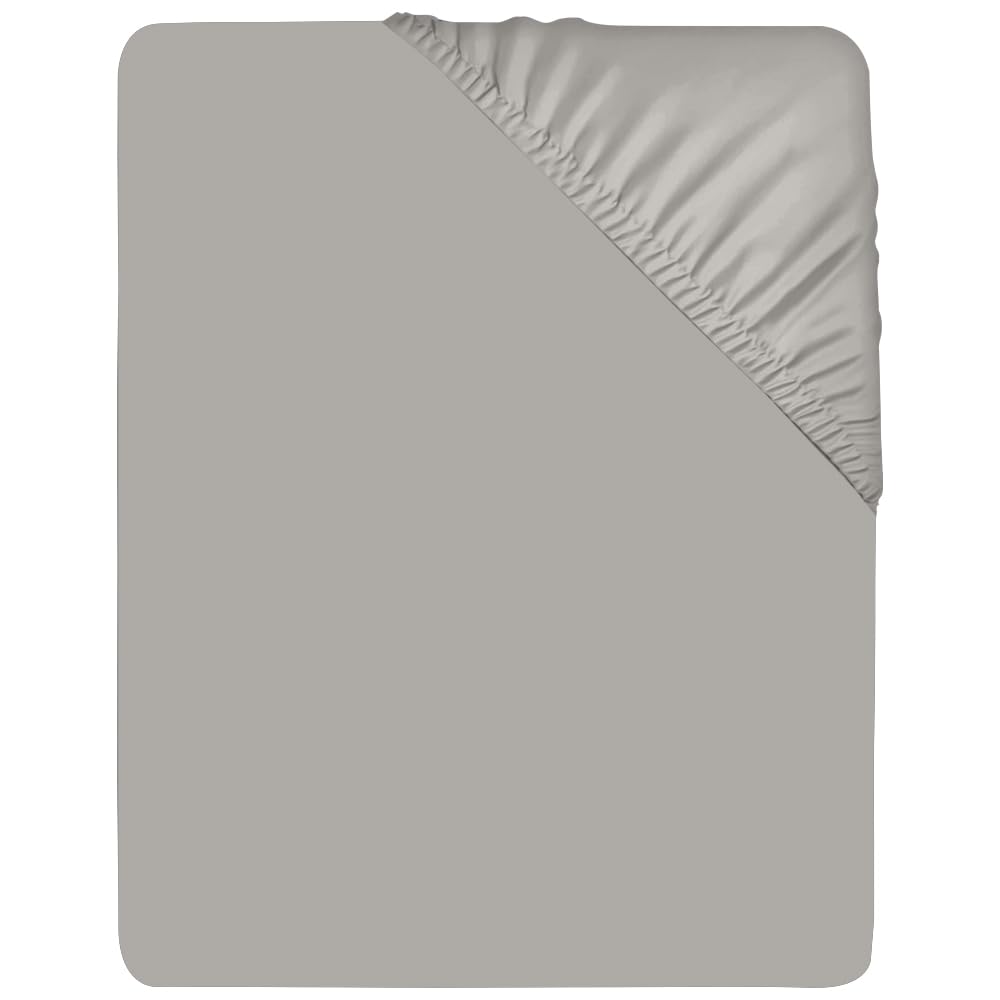 West Midlands Homeware Double Fitted Sheet Soft Brushed Microfibre Fabric Bed Sheets Extra Deep Pocket Shrinkage & Fade Resistant Deep Fitted Sheets Breathable Washable, Gray