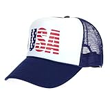American Flag Patriotic USA Logo Classic 5 Panel Mesh Snap Back Trucker Hat