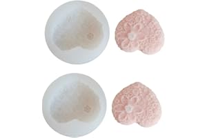 2 pcs Flower Mold - Flower Delicate Floral Heart Silicone Mold For Soap Making, Candle, Chocolate, Fondant, Resin Crafts, Hea