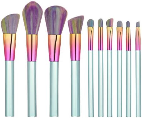 iTME [Upgrade Version] Premium Makeup Brush Set Synthetic Cosmetics Professional Crystal Acryl Handle Brush, Kabuki Foundation Blending Brush Midsummer Night Dream Makeup Brush Kit (10pcs, Powderblue)