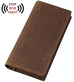 YALUXE Men's RFID Blocking Long Bifold Leather Wallet with 12 Card Slots