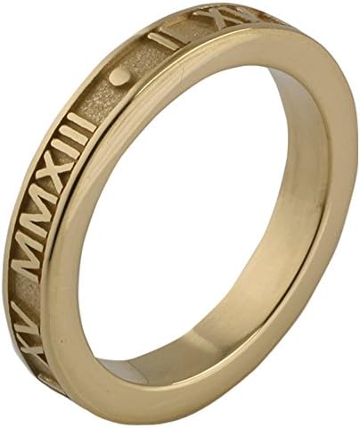 Solid 10k Gold Personalized Stackable 3mm Roman Numeral Ring