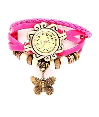 Vintage Pink Round Dial Women Watche