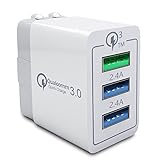 Quick Charge 3.0 30W USB Wall Charger, 3 Ports Fast Tablet iPad Phone Charger AC Power Adapter Quick Charging 3.0 Travel Charger with Foldable Plug for Samsung Galaxy S9 Plus /Note 8, iPhone X/8/7,LG