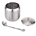 Anself Stainless Steel Cruet Seasoning Condiment Pot Sugar Coffee Can Container Drum Shaped with Spoon