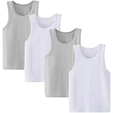 Ayshie Toddler Tank Tops for Boys Cotton Undershirts for Little Kids 4-Pack Comfort Sleeveless T-Shirts Size 2-7 Years (US, Age, 5 Years, 6 Years, White/Gray)