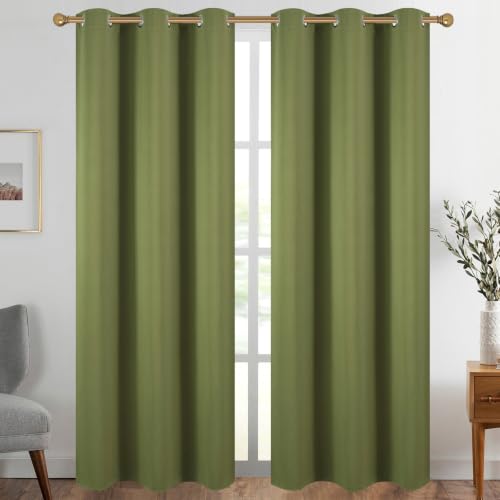 Diraysid Olive Green Grommet Blackout Curtains