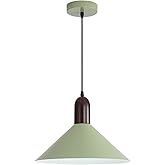 EFINEHOME Modern Cone Pendant Lights Kitchen Island- Adjustable Hanging Lamp with Metal Shade & White Inner Finish- Single He