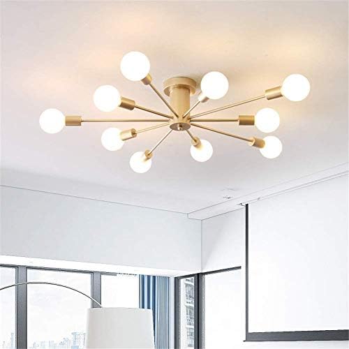 WangLei Chandelier Semi Flush Mount Satellite Ceiling Light Mid Century Industrial Pendant Lamp For Kitchen Bathroom Dining Bedroom Hallway E 27,10Head