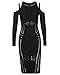 UONBOX Women's Sexy Cold Shoulder Long Sleeves Night Club Strappy Mesh Bandage Dress