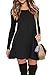 Muhadrs Women's Long Sleeve Casual Loose Swing T-Shirt Dress
