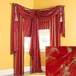 Amazon Com Jc Penney Window Scarf Spencer Jacquard Scroll Red