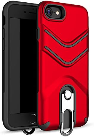 iPhone 8 Plus Case, iPhone 7 Plus Case, Suordii Lanyard Strap Case Dual Layer Hybrid Protective Case with Metal Kickstand for Apple iPhone 7/8 5.5 inch Hybrid Hard Back Cover (red)