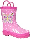 Girls Pink Butterfly Polka-Dot Rain Boots
