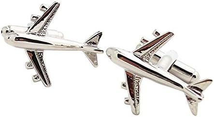 Men's Silver Airplane Aircraft Pattern Cufflinks Wedding Gift Suit Shirt Accessories