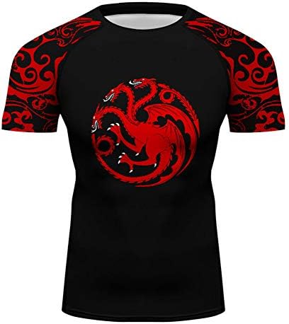 Men Short Sleeve BJJ No Gi Rash Guards Print Jiu Jitsu Tee Top