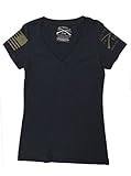 Grunt Style Ladies Basic V Neck T-Shirt (Medium, Midnight Navy)