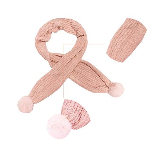Homedy Kid\'s Winter Scarf Soft Chenille Boys Girls Warm Scarf Solid Color Large Hair Ball Scarf (Pink) 15022cm