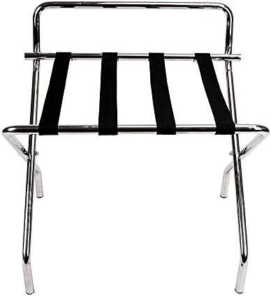 Stainless Steel Luggage Rack Stand Suitcase Rack Folding High Back Nylon Belt