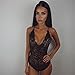 Gotd Spaghetti Strap Lace Backless Jumpsuit Swimsuit Bodysuit (S, Black)