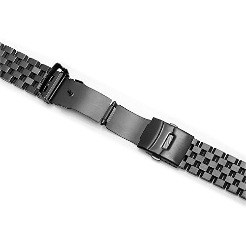 22mm Solid Stainless Steel Watch Band with Double Buckles Push Button