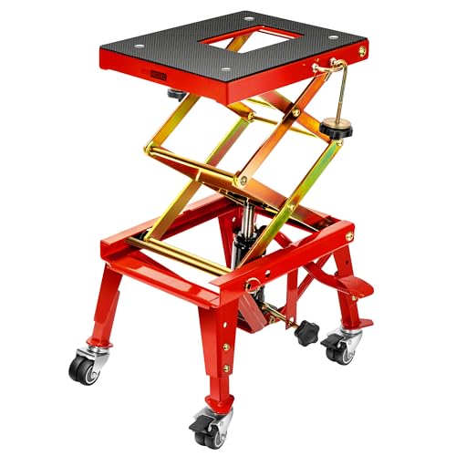 VIVOHOME Motorcycle Lift Jack Stand 160kg Heavy Duty Hydraulic Operated ATV Dirt Bike Scissor Stand with 4 Wheels