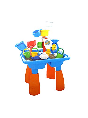 Next Milestones Kids Sand and Water Table Play set, Beach Toys Sandbox Include Sand Bucket, Water Can, Shovel, Sand Rake, Sand Mold and more - Thumbnail 5