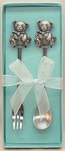 Teddy Bear Spoon &amp; Fork Set - Blue