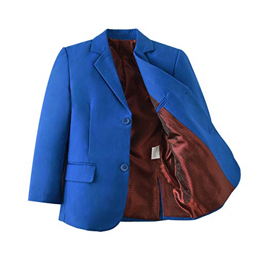 Boys Suit Ring Bearer Dress Clothes with Blazer Vest Pants Shirt and Tie Royal Blue Size 7 - Thumbnail 4