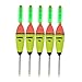 QualyQualy 5Pcs 20g Lighted Fishing Bobbers EVA Foam Fishing Floats and Bobbers + 10Pcs Fishing Glow Sticks, Night Fishing Light Up Bobbers 20g