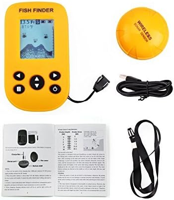 Gobing Wireless Sonar Sensor Fish Finders for Boats Humminbird Transducer, LCD Display,Water Depth, Temperature Fishfinder