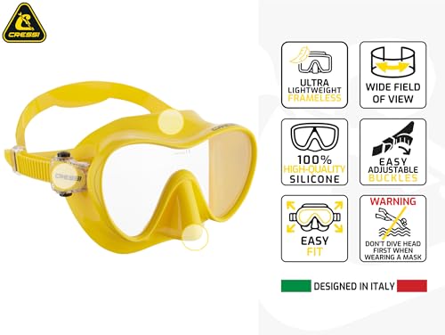 CRESSI F1 Frameless Mask F1 or Combo Set Frameless Mask + Snorkel Dry for Diving and Snorkelling, One Size, Unisex