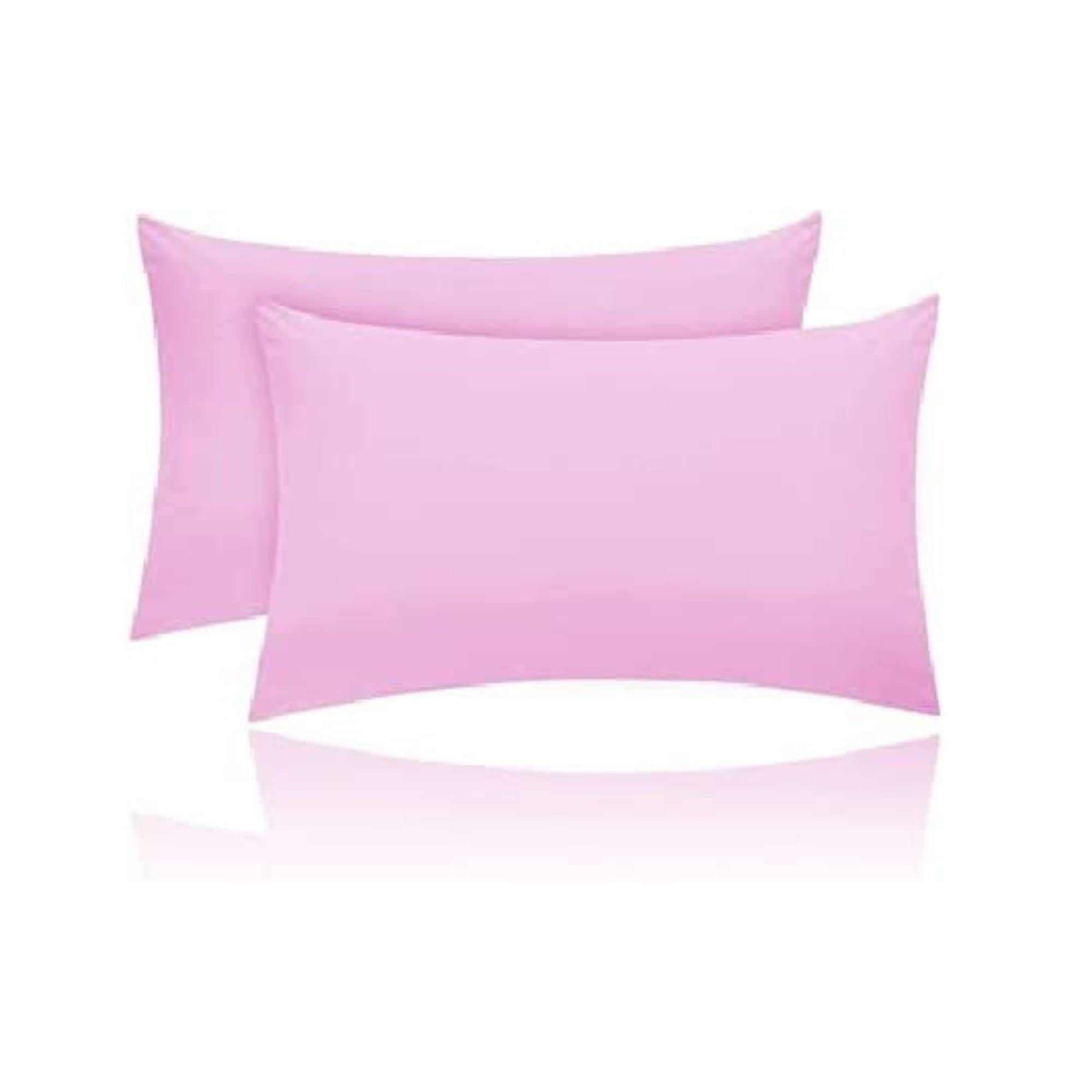 Kanak Pillowcase 2 pack Polycotton Pillow case cover 50x75cm - Pink Plain Dyed Housewife Pillowcases with Envelope Closure