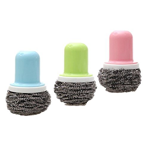 Binmer(TM) Steel Wire Ball Kitchen Brush Pot Dish Bowl Pot Brush Household Cleaning Tools (Blue)