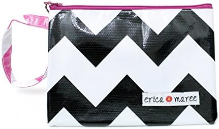 Womans Zip Wristlet Clutch Black Chevron