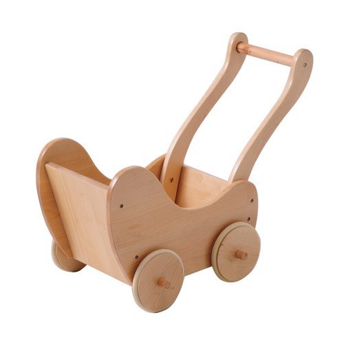 Wooden Doll Buggy with Rubber Edged Wooden Wheels