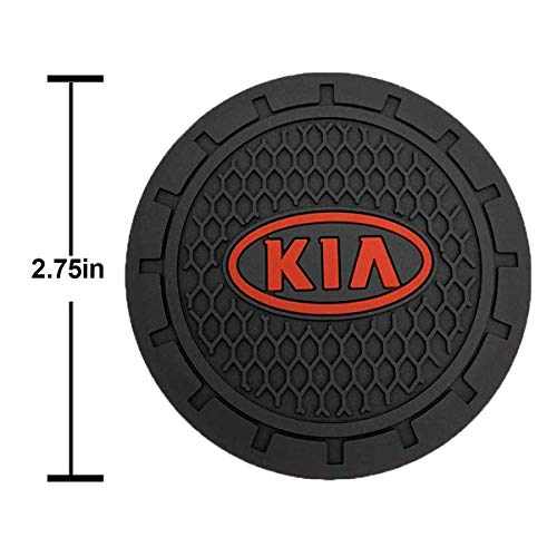 CARFORU 2 Pack Auto Sport 2.75 Inch Diameter Oval Tough Car Logo Vehicle Travel Auto Cup Holder Insert Coaster Can Car Interior Accessories Anti Slip Cup Mat Fit for KIA Accessory