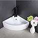 WENKEN One Hole Small Corner Ceramic Above Counter Top Bathroom Sink with Drainer, Vessel Sink with Overflow 12.6 x 12.6 x 17.1